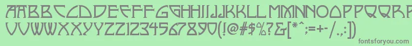 フォントNickleynf – 緑の背景に灰色の文字
