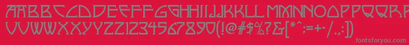 Nickleynf-fontti – harmaat kirjasimet punaisella taustalla
