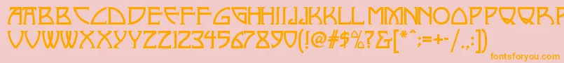 フォントNickleynf – オレンジの文字がピンクの背景にあります。