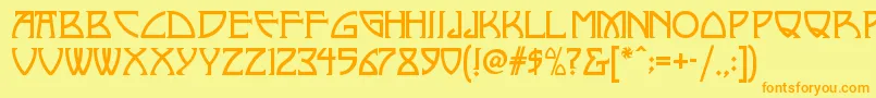 Nickleynf-Schriftart – Orangefarbene Schriften auf gelbem Hintergrund