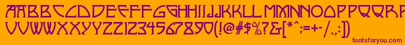 Nickleynf-Schriftart – Violette Schriften auf orangefarbenem Hintergrund