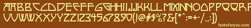 Nickleynf-fontti – keltaiset fontit ruskealla taustalla
