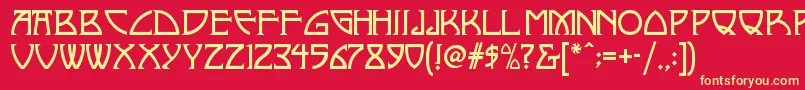 Шрифт Nickleynf – жёлтые шрифты на красном фоне