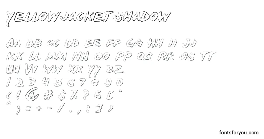 Шрифт YellowjacketShadow – алфавит, цифры, специальные символы