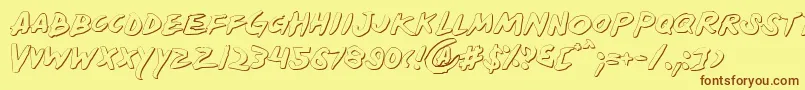 YellowjacketShadow-Schriftart – Braune Schriften auf gelbem Hintergrund