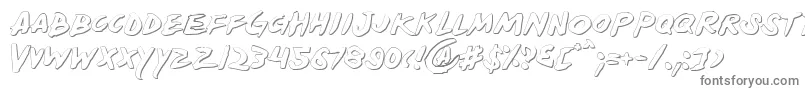 YellowjacketShadow-fontti – harmaat kirjasimet valkoisella taustalla