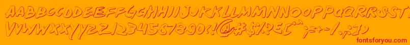 YellowjacketShadow-Schriftart – Rote Schriften auf orangefarbenem Hintergrund