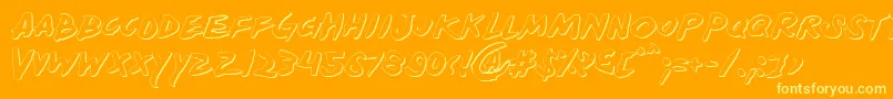 YellowjacketShadow-Schriftart – Gelbe Schriften auf orangefarbenem Hintergrund