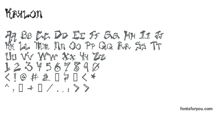 Czcionka Krylon – alfabet, cyfry, specjalne znaki