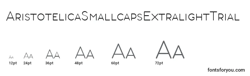 Размеры шрифта AristotelicaSmallcapsExtralightTrial