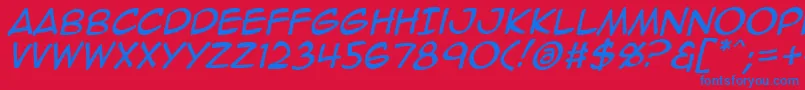 AnimeAce2.0BbItalic Font – Blue Fonts on Red Background