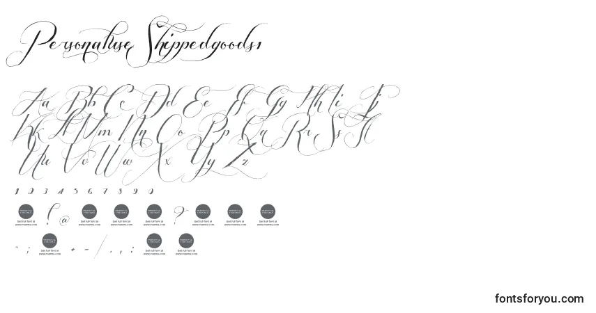 Czcionka PersonaluseShippedgoods1 – alfabet, cyfry, specjalne znaki