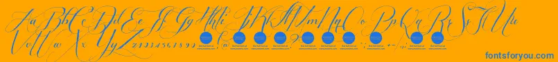 PersonaluseShippedgoods1-Schriftart – Blaue Schriften auf orangefarbenem Hintergrund