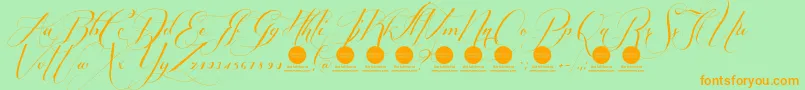 PersonaluseShippedgoods1-Schriftart – Orangefarbene Schriften auf grünem Hintergrund