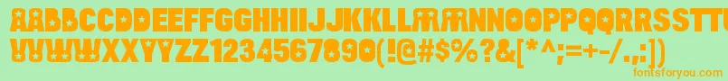 フォントBulltoadstarRegular – オレンジの文字が緑の背景にあります。