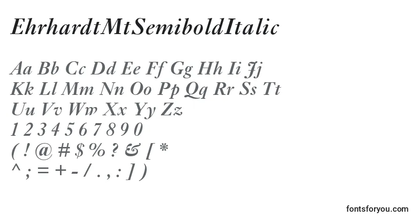EhrhardtMtSemiboldItalic-fontti – aakkoset, numerot, erikoismerkit