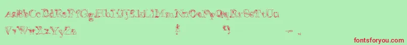 フォントFalseAdvertising – 赤い文字の緑の背景
