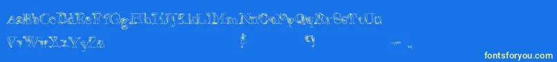 FalseAdvertising-Schriftart – Gelbe Schriften auf blauem Hintergrund