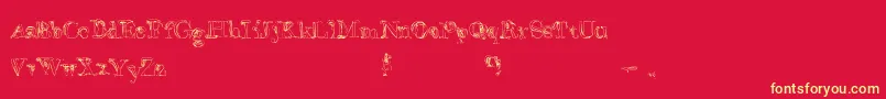 フォントFalseAdvertising – 黄色の文字、赤い背景