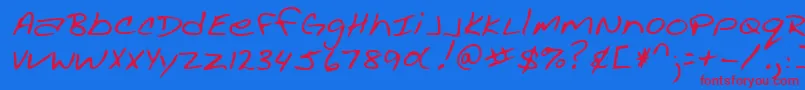 Police AcaciashandRegular – polices rouges sur fond bleu