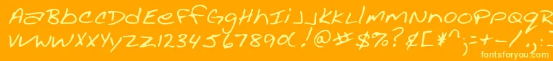 AcaciashandRegular-fontti – keltaiset fontit oranssilla taustalla
