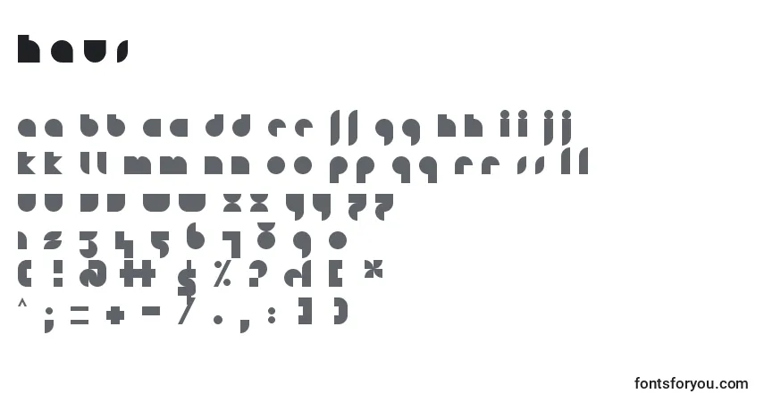 A fonte Haus – alfabeto, números, caracteres especiais