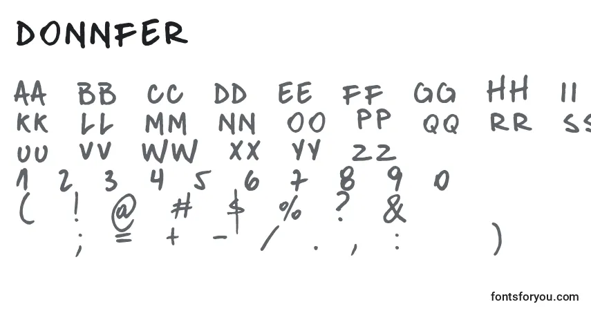 A fonte DonNfer – alfabeto, números, caracteres especiais
