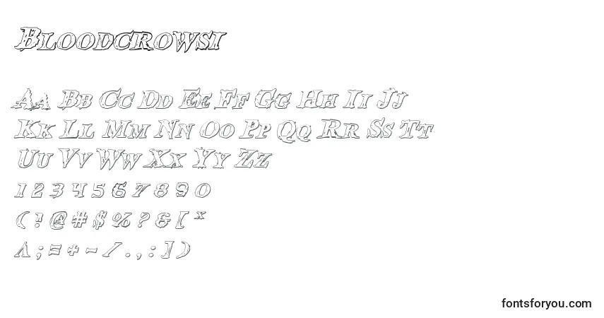 Bloodcrowsi-fontti – aakkoset, numerot, erikoismerkit
