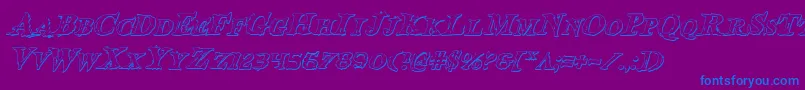 Bloodcrowsi-Schriftart – Blaue Schriften auf violettem Hintergrund