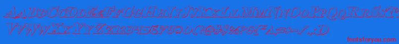 Bloodcrowsi-Schriftart – Rote Schriften auf blauem Hintergrund