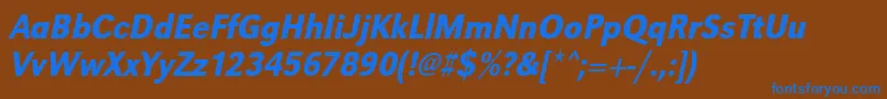UrwgrotesktmedextnarOblique Font – Blue Fonts on Brown Background