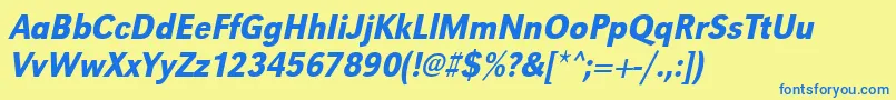 UrwgrotesktmedextnarOblique Font – Blue Fonts on Yellow Background