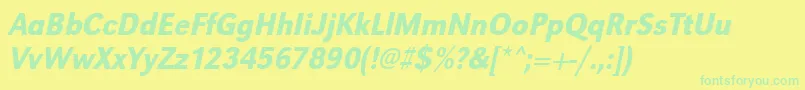 UrwgrotesktmedextnarOblique Font – Green Fonts on Yellow Background