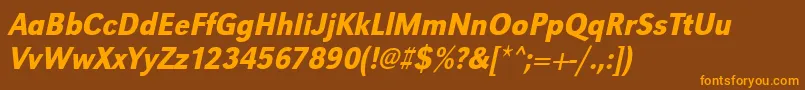 UrwgrotesktmedextnarOblique Font – Orange Fonts on Brown Background