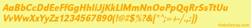 UrwgrotesktmedextnarOblique Font – Orange Fonts on Yellow Background