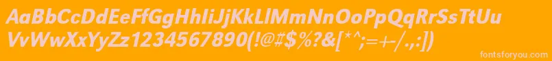 UrwgrotesktmedextnarOblique Font – Pink Fonts on Orange Background