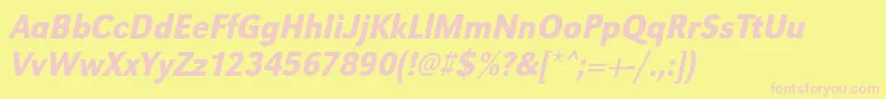 UrwgrotesktmedextnarOblique Font – Pink Fonts on Yellow Background