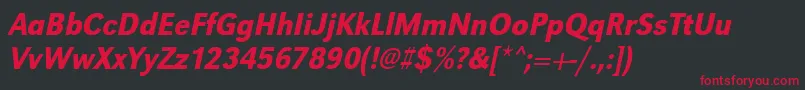 UrwgrotesktmedextnarOblique Font – Red Fonts on Black Background