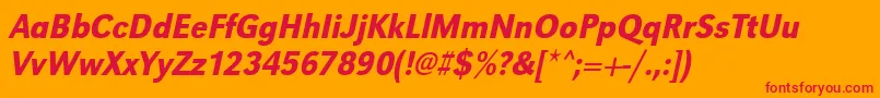 UrwgrotesktmedextnarOblique Font – Red Fonts on Orange Background