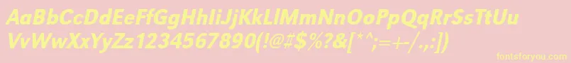 UrwgrotesktmedextnarOblique Font – Yellow Fonts on Pink Background