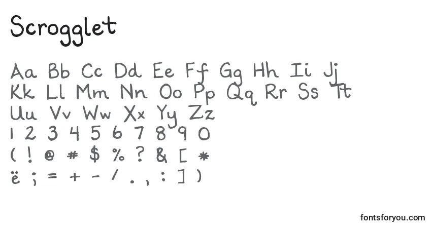 Fuente Scrogglet - alfabeto, números, caracteres especiales