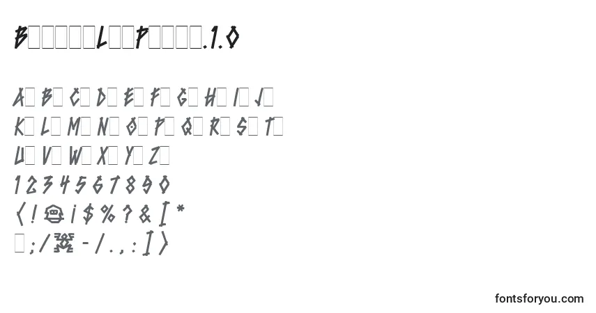 Czcionka BluntzLetPlain.1.0 – alfabet, cyfry, specjalne znaki