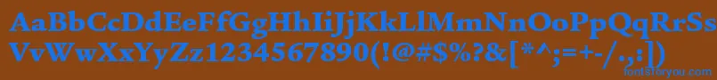 LegacyserifstdUltra-Schriftart – Blaue Schriften auf braunem Hintergrund