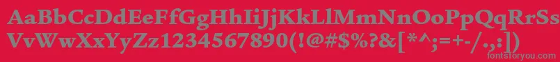 LegacyserifstdUltra-fontti – harmaat kirjasimet punaisella taustalla