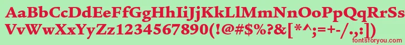 フォントLegacyserifstdUltra – 赤い文字の緑の背景