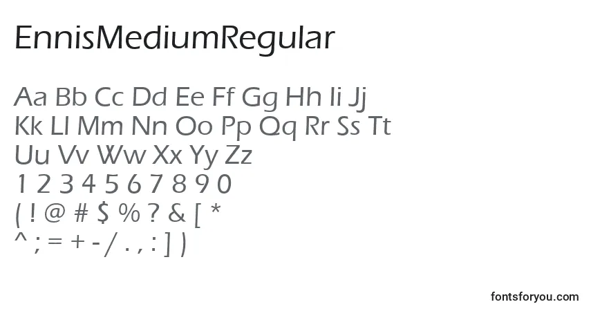 Czcionka EnnisMediumRegular – alfabet, cyfry, specjalne znaki