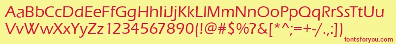 EnnisMediumRegular-Schriftart – Rote Schriften auf gelbem Hintergrund