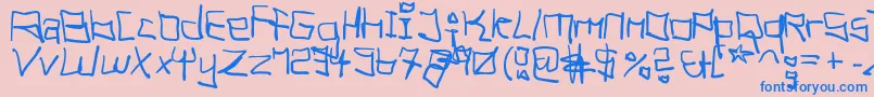 TagHandGraffitiTrash-Schriftart – Blaue Schriften auf rosa Hintergrund