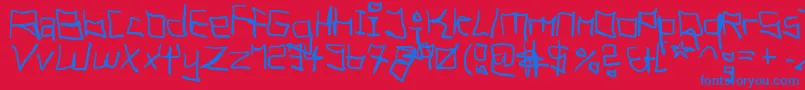 Weitere Informationen zur TagHandGraffitiTrash-Schriftart TagHandGraffitiTrash-Schriftart – Blaue Schriften auf rotem Hintergrund