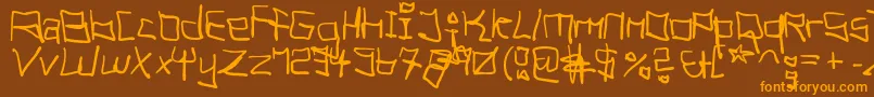 TagHandGraffitiTrash-Schriftart – Orangefarbene Schriften auf braunem Hintergrund